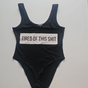 Nasty Gal Black Graphic Bodysuit New W/o Tags